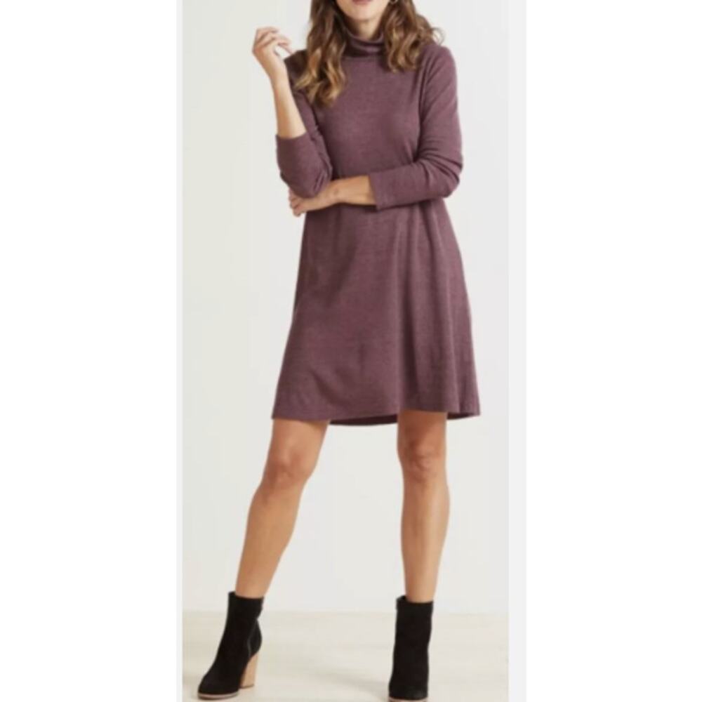 Michael Stars Jules Thermal Dress Purple Long Sleeve Size Large NEW